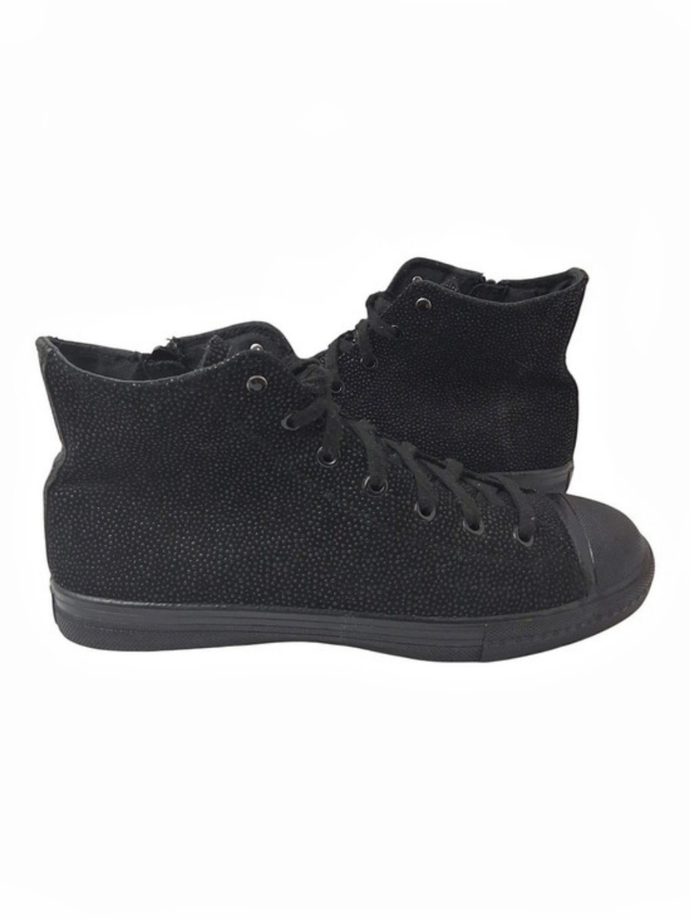 Skechers Street Womens High Top Sneakers 8.5 Black Leather Pebbled Zipper 774